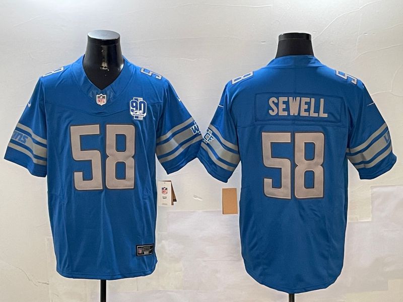 Men Detroit Lions #58 Sewell Blue three generations 2024 Nike Limited NFL Jersey style 01022